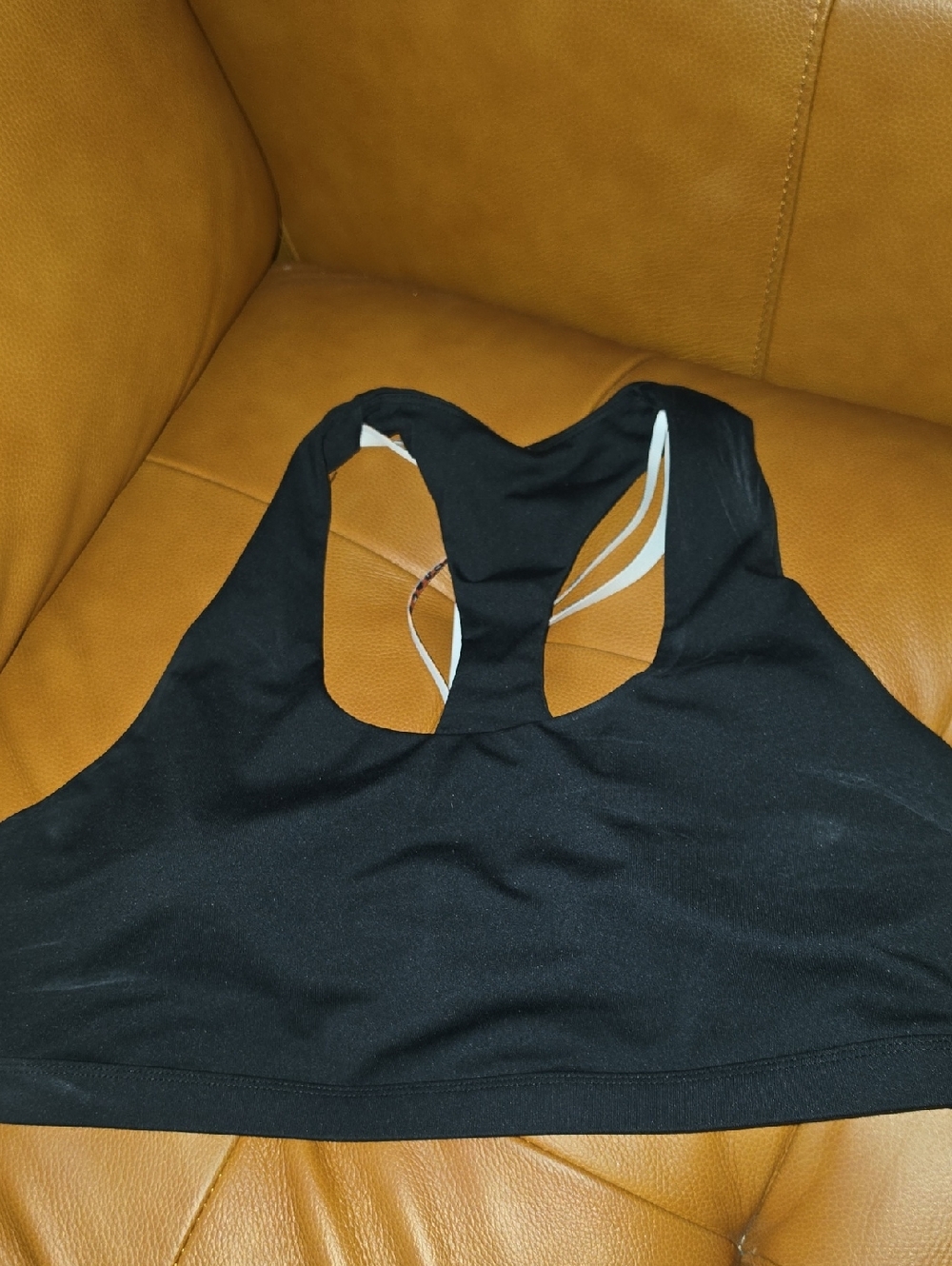 Fabletics Black With Leopard Racerback Bralette Top L/xl